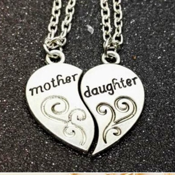 Mother and Daughter Half Heart 2 Necklaces - Picture 2 of 2